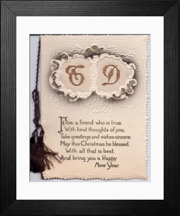 Framed Print : Christmas and New Year card with verse Framed Print : Christmas and New Year card with verse