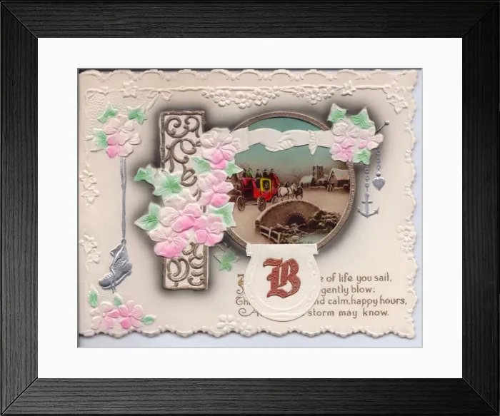 Framed Print : Embossed greetings card with initial B Framed Print : Embossed greetings card with initial B