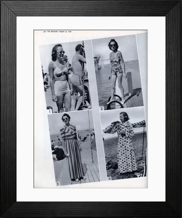 Framed Print : Beach fashions, 1938 Framed Print : Beach fashions, 1938