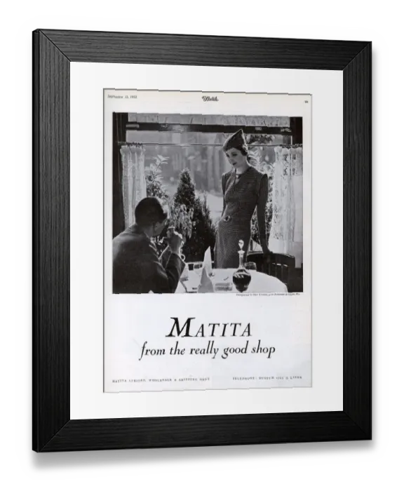 Framed Print : Advertisement for the Matita fashion label Framed Print : Advertisement for the Matita fashion label