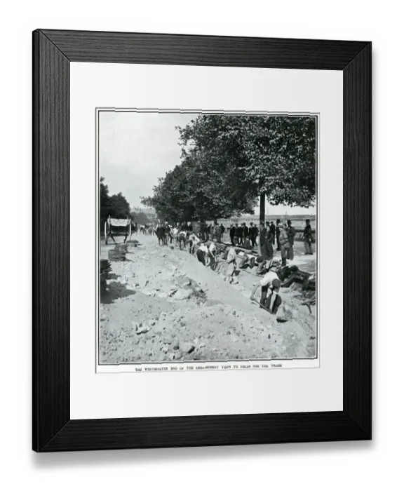 Framed Print : Embankment torn to pieces for the trams 1906 Framed Print : Embankment torn to pieces for the trams 1906