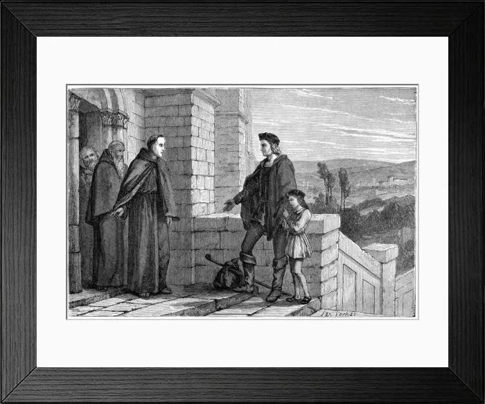 Framed Print : Columbus demanding Hospitality at La Rabida Monastery Framed Print : Columbus demanding Hospitality at La Rabida Monastery