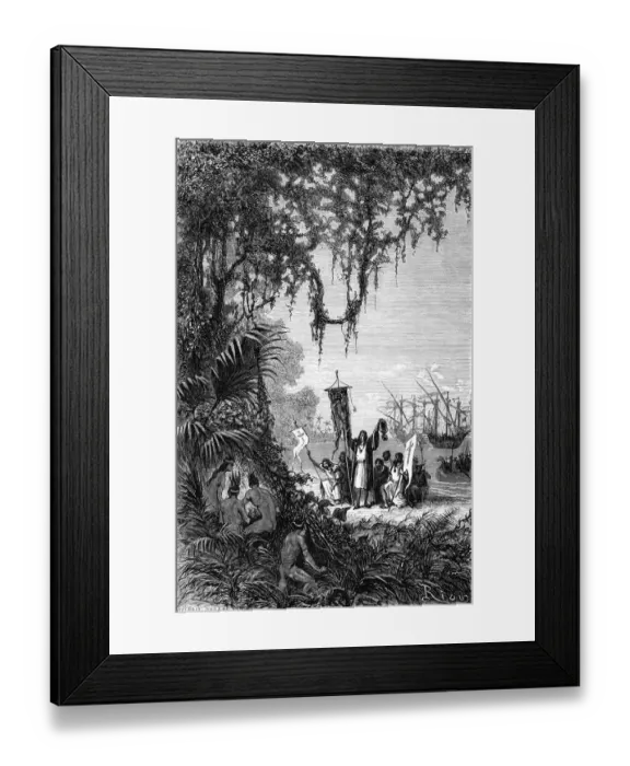 Framed Print : Columbus Landing at San Salvador Framed Print : Columbus Landing at San Salvador