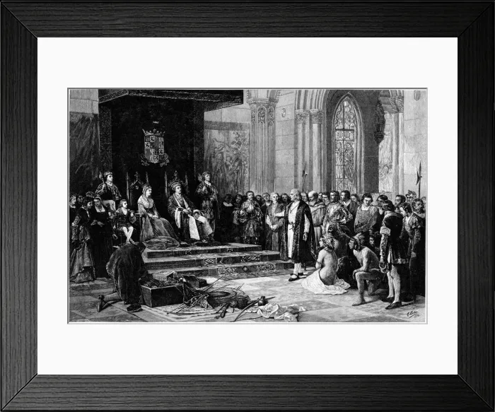 Framed Print : Columbus with Ferdinand and Isabella on his return Framed Print : Columbus with Ferdinand and Isabella on his return