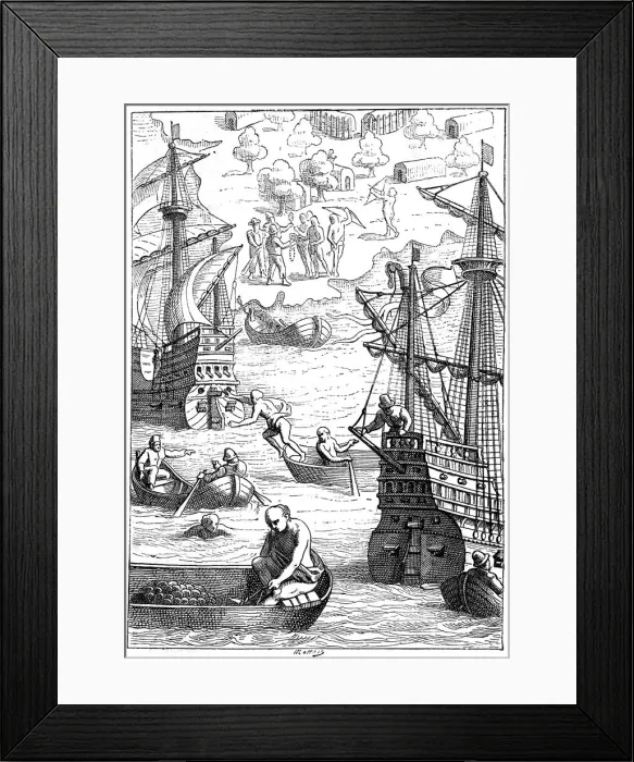 Framed Print : West Indian Pearl Fishers Framed Print : West Indian Pearl Fishers