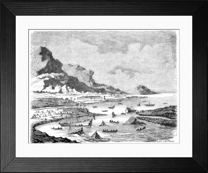 Framed Print : Cortes, having landed on mainland, destroys his fleet Framed Print : Cortes, having landed on mainland, destroys his fleet