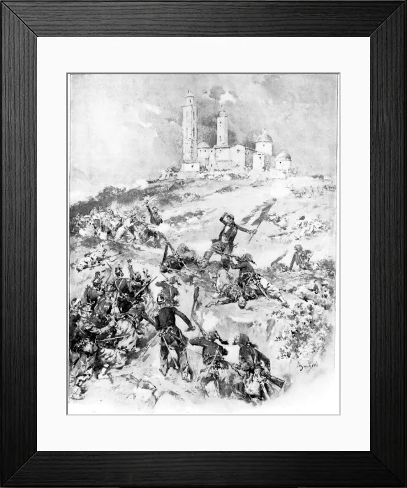 Framed Print : The French attack upon Fort San Guadalupe at Puebla Framed Print : The French attack upon Fort San Guadalupe at Puebla