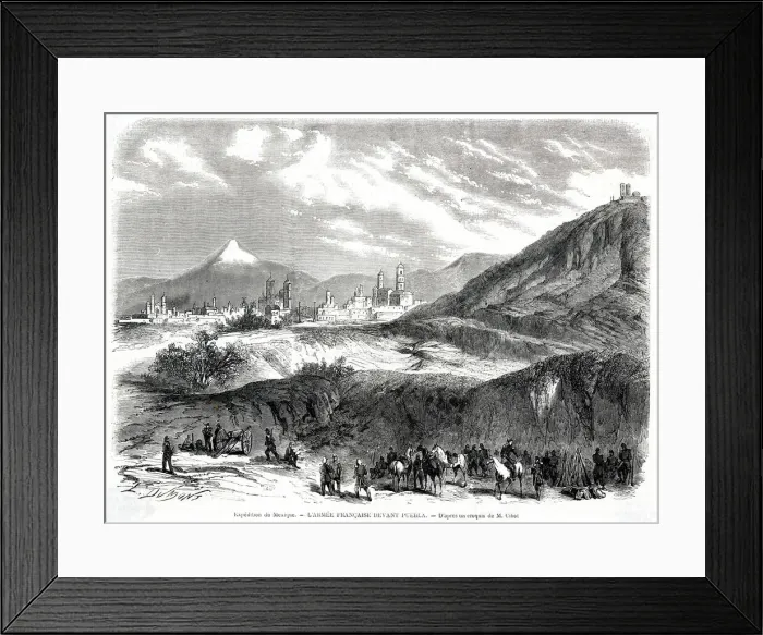 Framed Print : The French Army approaches Puebla Framed Print : The French Army approaches Puebla
