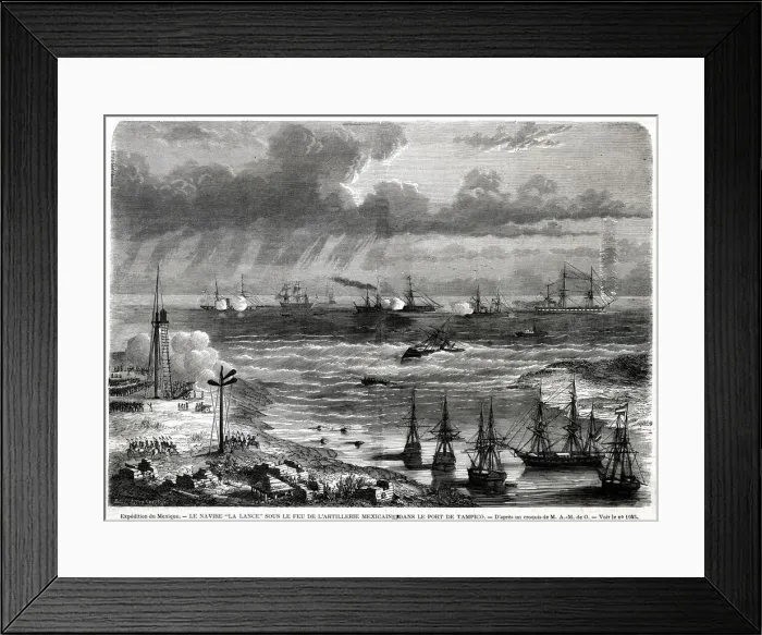 Framed Print : The Lance under fire at the port of Tampico Framed Print : The Lance under fire at the port of Tampico