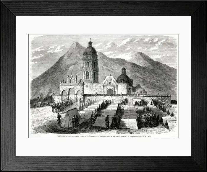 Framed Print : Troops camp at the Church of San Sebastian in Tecamachalco Framed Print : Troops camp at the Church of San Sebastian in Tecamachalco