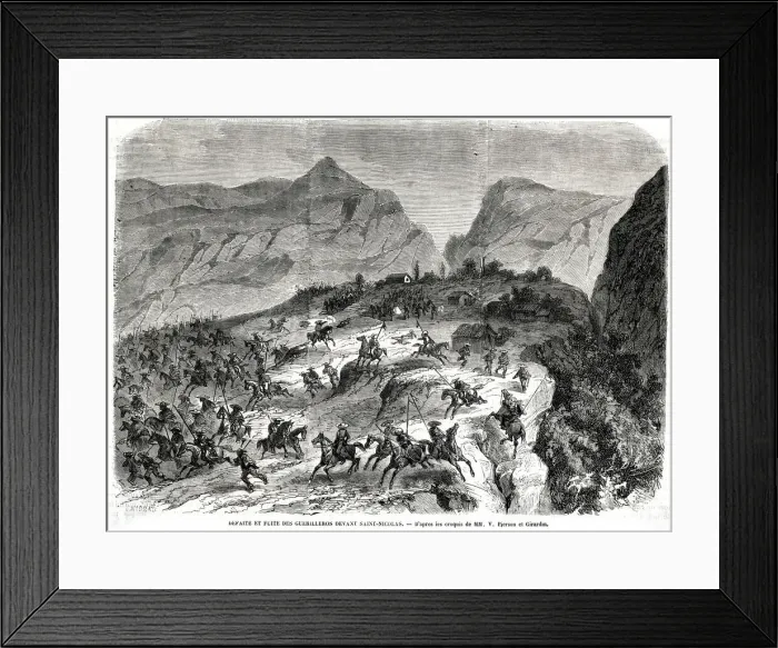 Framed Print : The Defeat and Flight of the guerillas before Saint-Nicholas Framed Print : The Defeat and Flight of the guerillas before Saint-Nicholas