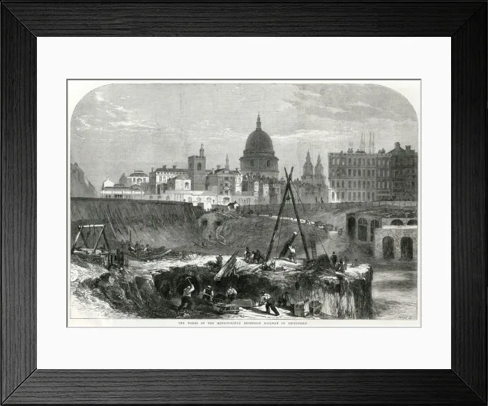 Framed Print : Metropolitan Extension under construction 1864 Framed Print : Metropolitan Extension under construction 1864