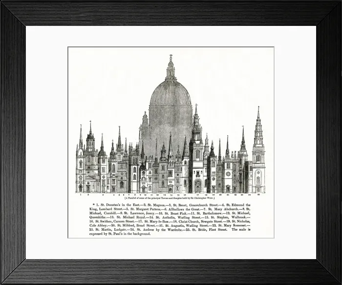 Framed Print : Principal Towers and Steeples Built By Christopher Wren Framed Print : Principal Towers and Steeples Built By Christopher Wren
