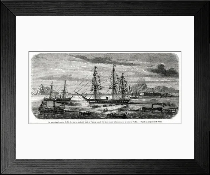 Framed Print : People board warship to sing Te Deum for Military Victory Framed Print : People board warship to sing Te Deum for Military Victory