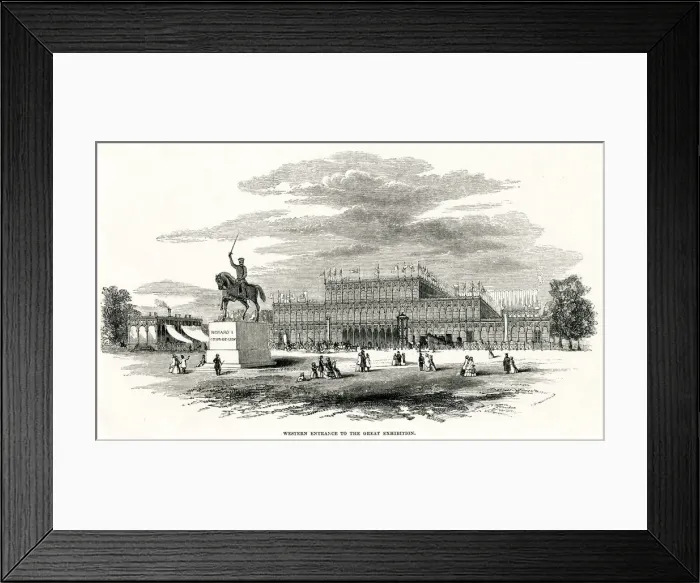 Framed Print : Exterior of Western entrance, Great Exhibition 1851 Framed Print : Exterior of Western entrance, Great Exhibition 1851