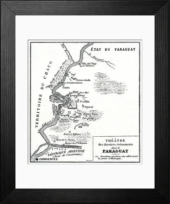 Framed Print : Map of the Paraguayan War 1868 Framed Print : Map of the Paraguayan War 1868