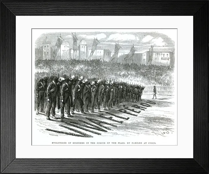 Framed Print : Soldiers on Parade at the Cabildo Plaza at Cuzco Framed Print : Soldiers on Parade at the Cabildo Plaza at Cuzco