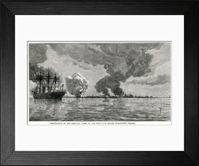 Framed Print : Peruvian army destroying its own Fleet Framed Print : Peruvian army destroying its own Fleet