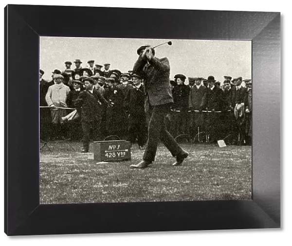James Braid driving from the first tee at the Pannal links