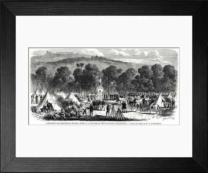 Framed Print : Encampment of General Foreys Troops at Fort-de-France Framed Print : Encampment of General Foreys Troops at Fort-de-France
