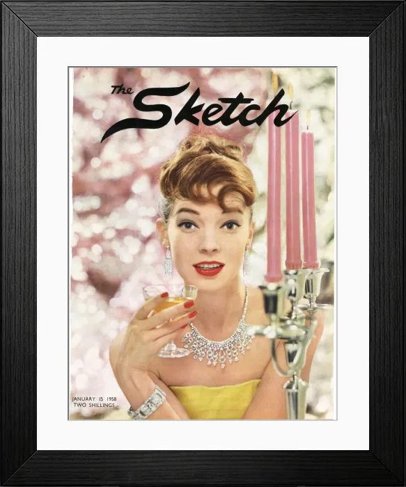 Framed Print : Cover of The Sketch featuring model wearing Cartier jewels Framed Print : Cover of The Sketch featuring model wearing Cartier jewels
