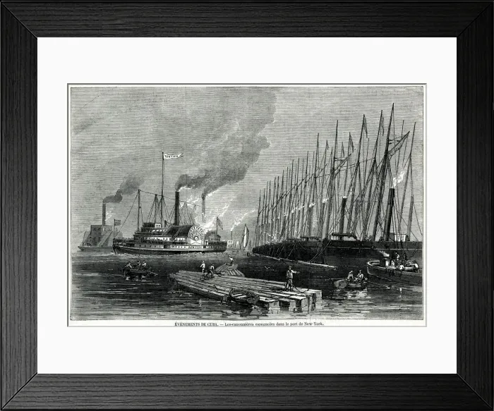 Framed Print : Spanish Gunboats at New York Harbour Framed Print : Spanish Gunboats at New York Harbour