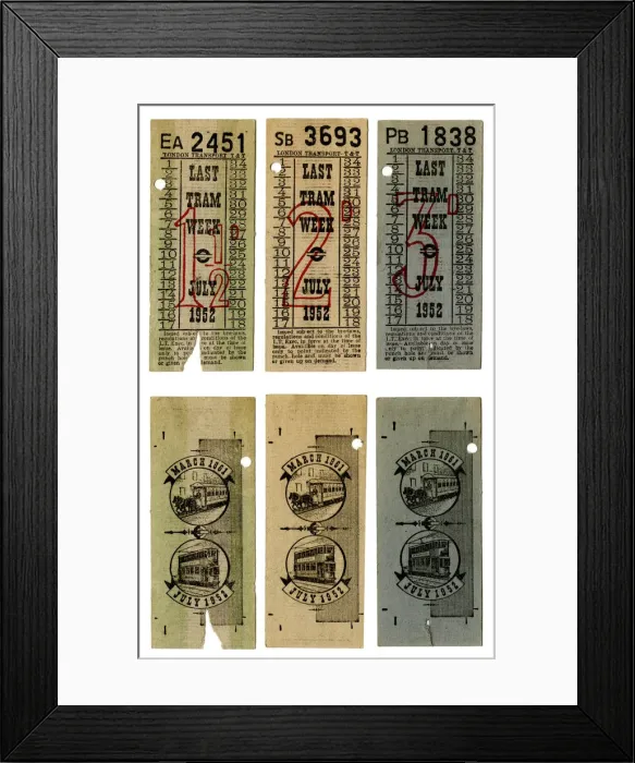 Framed Print : London Transport tram tickets 1952 Framed Print : London Transport tram tickets 1952