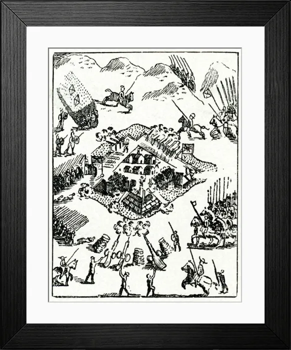 Framed Print : De Soto Attacks the Alabama Fort Framed Print : De Soto Attacks the Alabama Fort