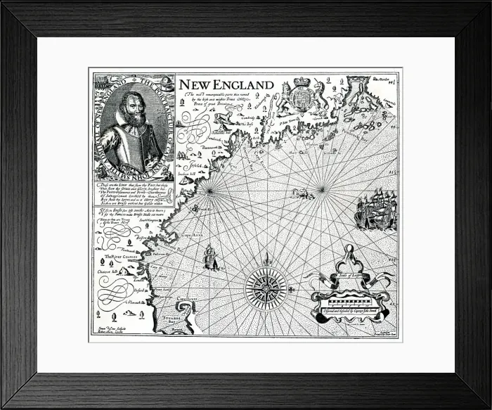 Framed Print : Map of New England 1610 Framed Print : Map of New England 1610