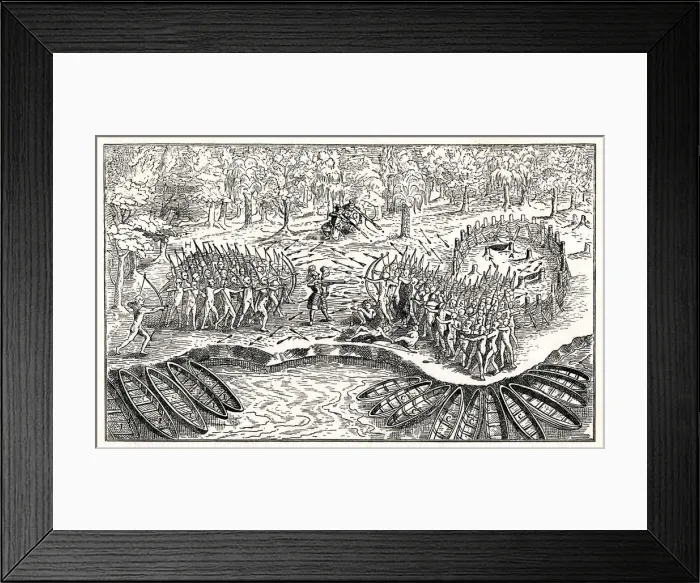 Framed Print : Champlain Attacks the Iroquois Framed Print : Champlain Attacks the Iroquois