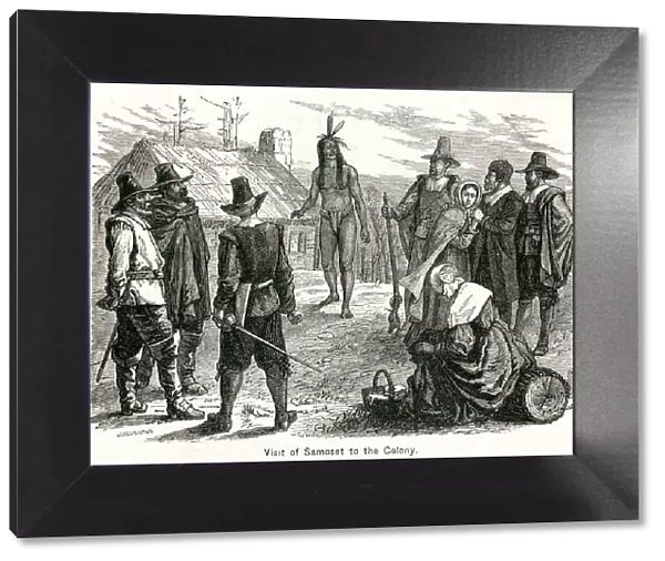 Samoset Visits Pilgrims at Plymouth