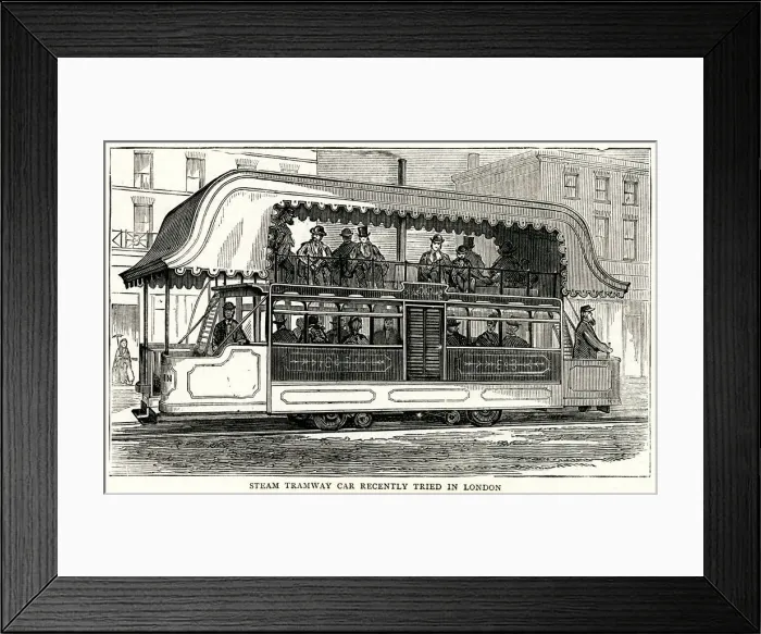 Framed Print : Steam tramway in Vauxhall, South London 1874 Framed Print : Steam tramway in Vauxhall, South London 1874