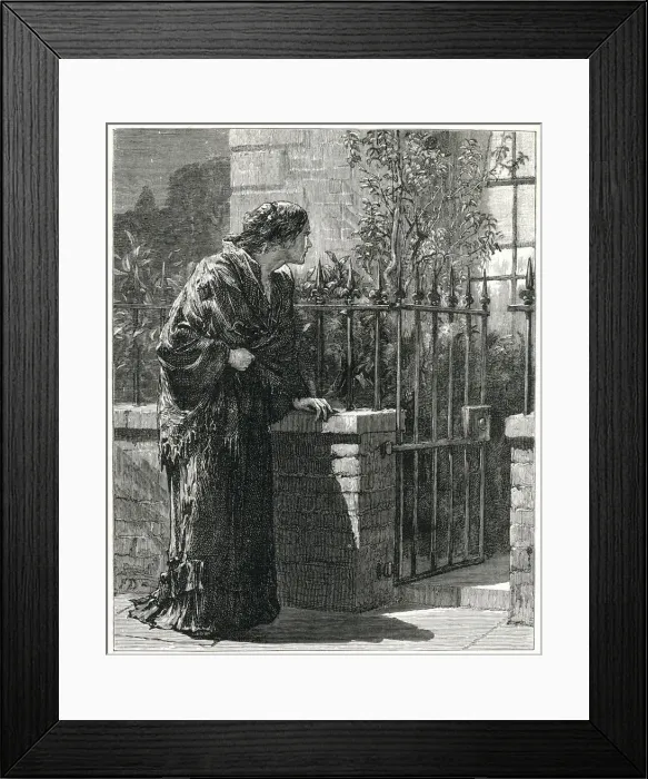 Framed Print : Outcast woman outside a house 1871 Framed Print : Outcast woman outside a house 1871