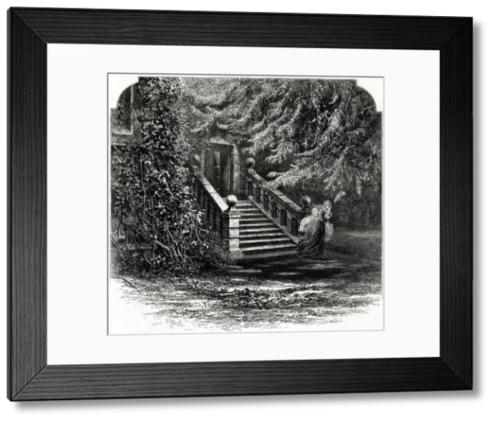 Framed Print : Dorothy Vernon eloping from Haddon Hall, Derbyshire Framed Print : Dorothy Vernon eloping from Haddon Hall, Derbyshire