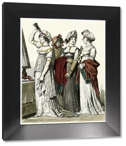 Four women in early 19th century costume