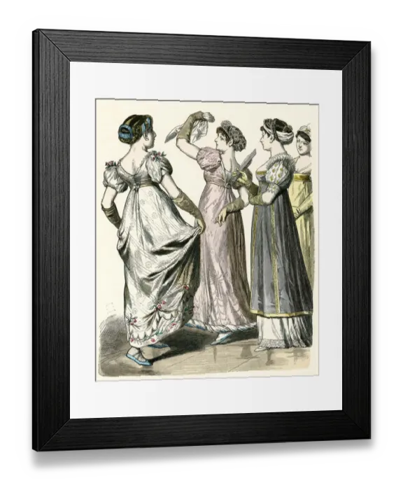 Framed Print : Four women in French and German costume Framed Print : Four women in French and German costume