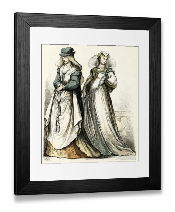 Framed Print : Two Italian women in costume Framed Print : Two Italian women in costume