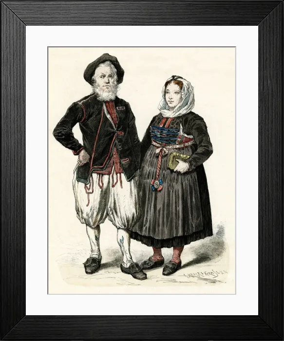 Framed Print : German couple from Freiburg in costume Framed Print : German couple from Freiburg in costume