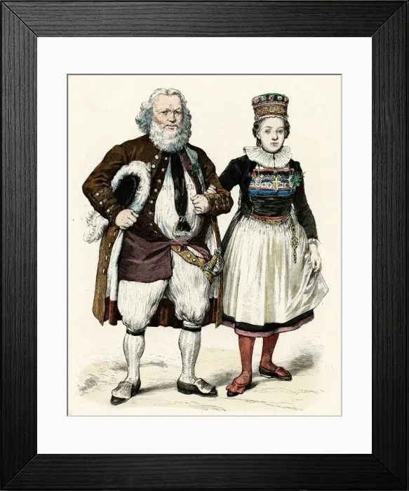 Framed Print : Swiss bride and groom in costume Framed Print : Swiss bride and groom in costume