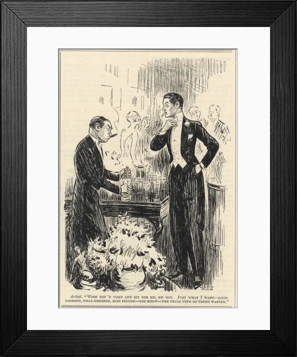 Framed Print : Cartoon, Artist and young dandy Framed Print : Cartoon, Artist and young dandy