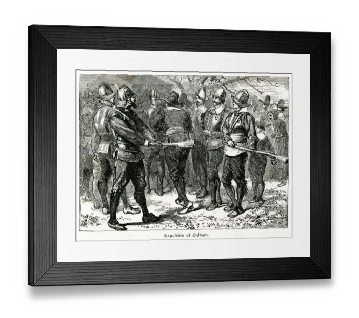 Framed Print : Oldham Expelled from Plymouth 1623 Framed Print : Oldham Expelled from Plymouth 1623