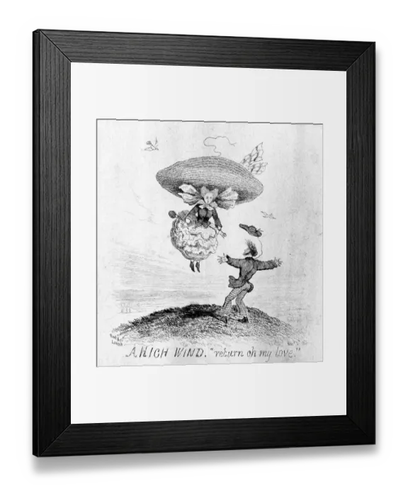 Framed Print : Cartoon, A High Wind Framed Print : Cartoon, A High Wind