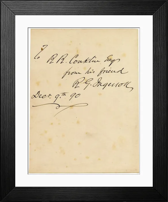 Framed Print : Handwritten note from R G Ingersoll to R R Conklin Framed Print : Handwritten note from R G Ingersoll to R R Conklin