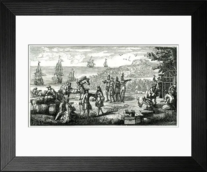 Framed Print : The Debarkment of Provisions in American Colonies Framed Print : The Debarkment of Provisions in American Colonies