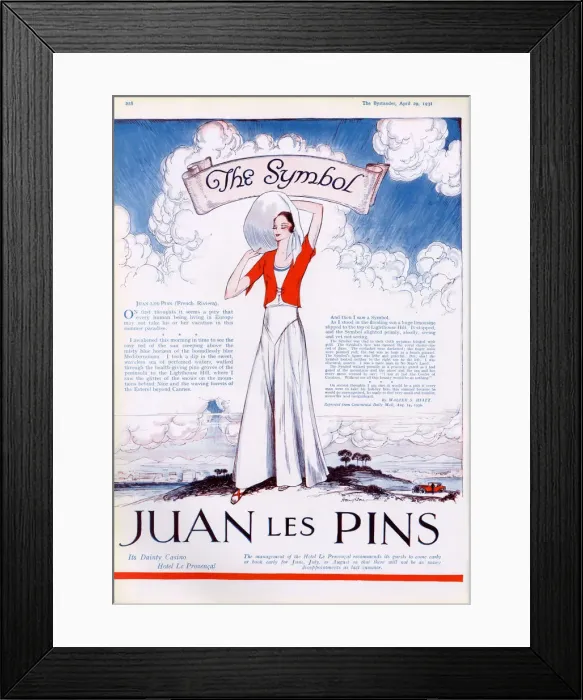 Framed Print : Juan les Pins advertisement, 1931 Framed Print : Juan les Pins advertisement, 1931