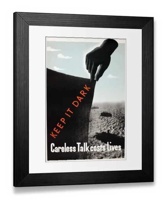 Framed Print : Poster, Keep it Dark, Careless Talk Costs Lives, WW2 Framed Print : Poster, Keep it Dark, Careless Talk Costs Lives, WW2
