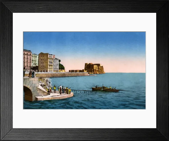 Framed Print : Via Partenope with fishermen and nets, Naples, Italy Framed Print : Via Partenope with fishermen and nets, Naples, Italy