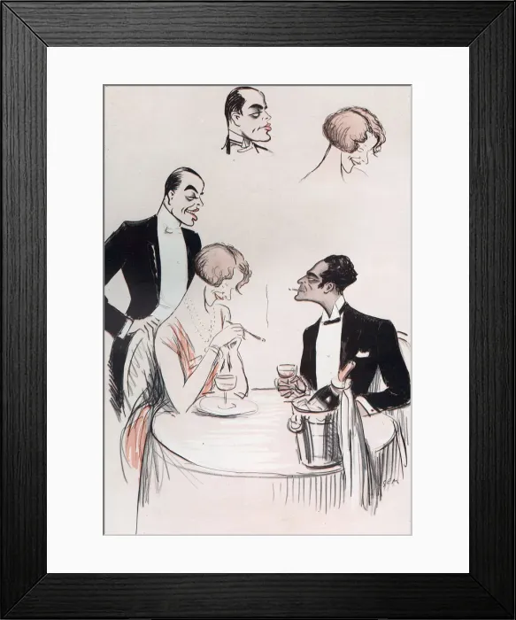 Framed Print : Maurice & Leonora Hughes at Biarritz by Sem Framed Print : Maurice & Leonora Hughes at Biarritz by Sem