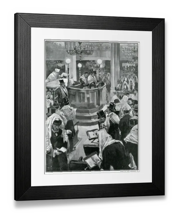 Framed Print : Day of Atonement at Houndsditch Synagogue, London 1901 Framed Print : Day of Atonement at Houndsditch Synagogue, London 1901