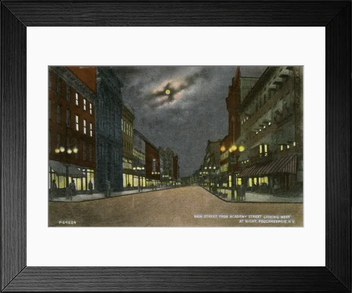 Framed Print : Main Street at night, Poughkeepsie, New York State, USA Framed Print : Main Street at night, Poughkeepsie, New York State, USA